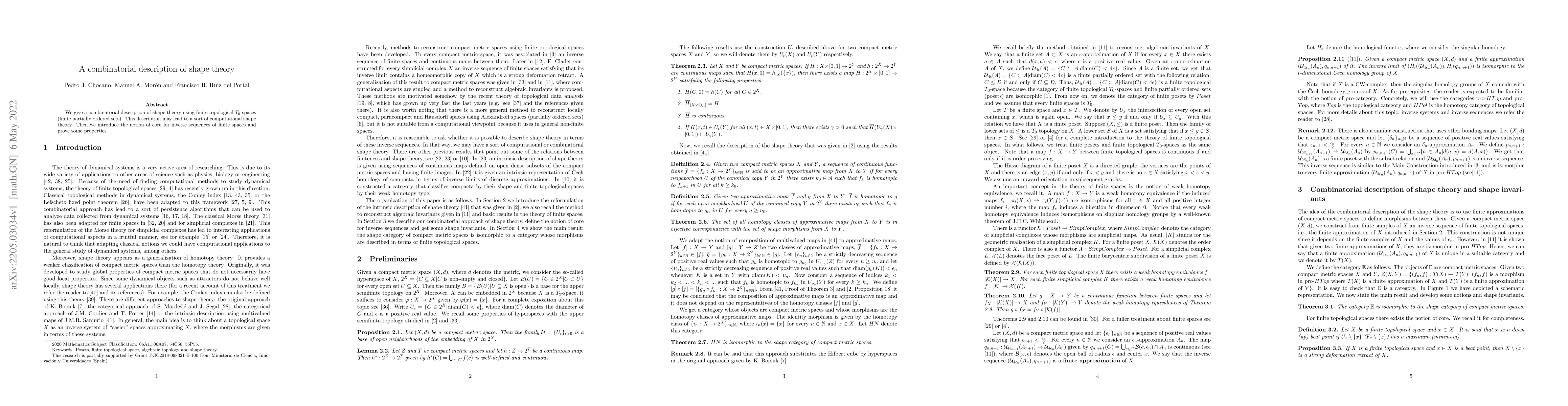 Thumbnail for A combinatorial description of shape theory