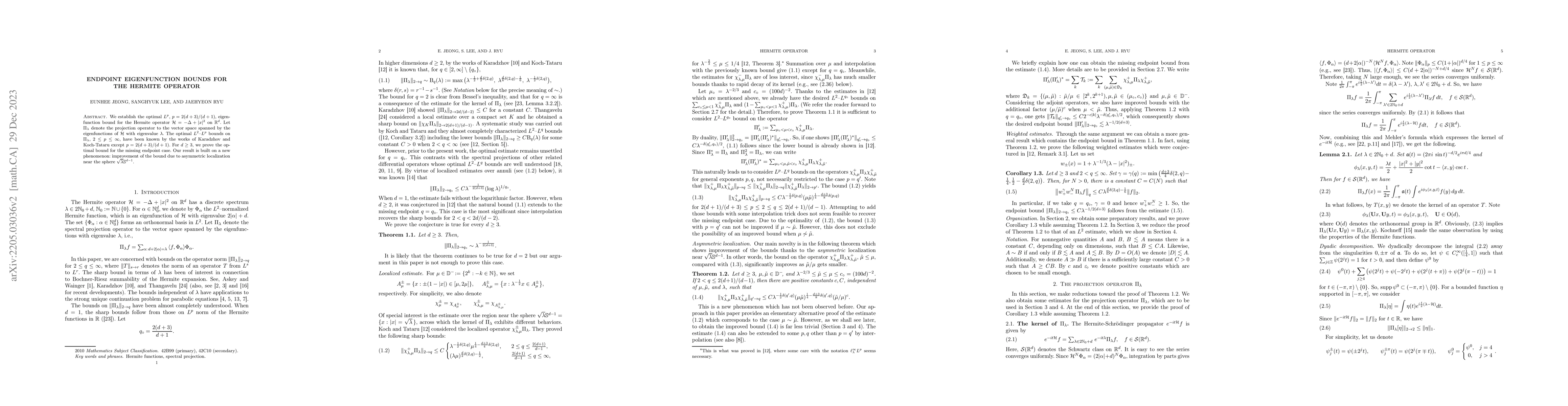 Thumbnail for Endpoint eigenfunction bounds for the Hermite operator