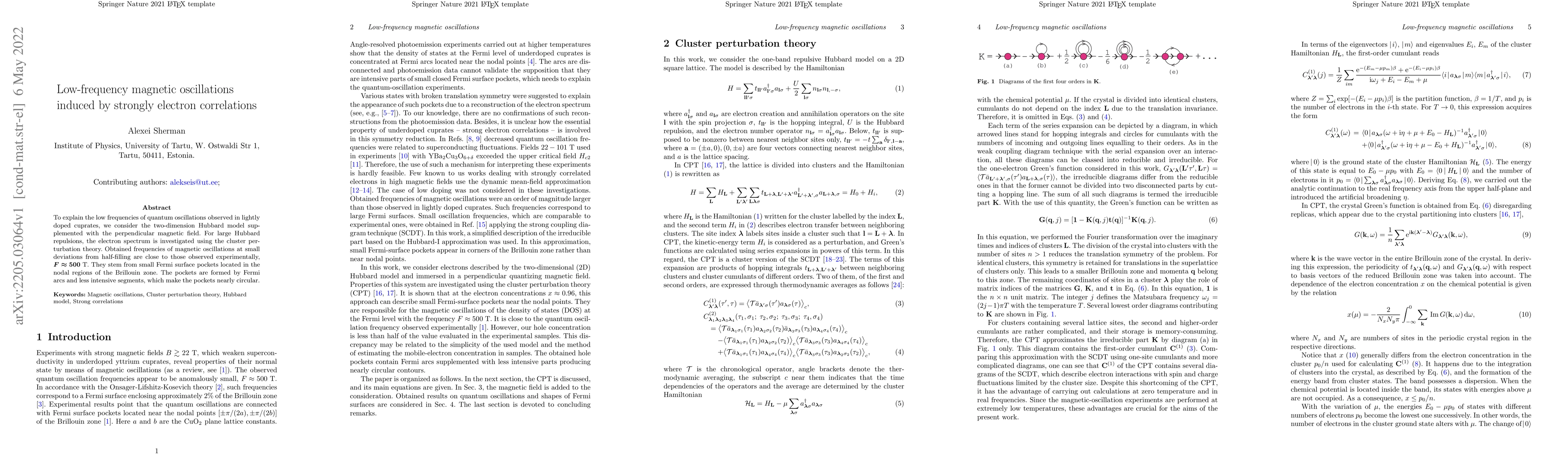 Thumbnail for Low-frequency magnetic oscillations induced by strongly electron
  correlations