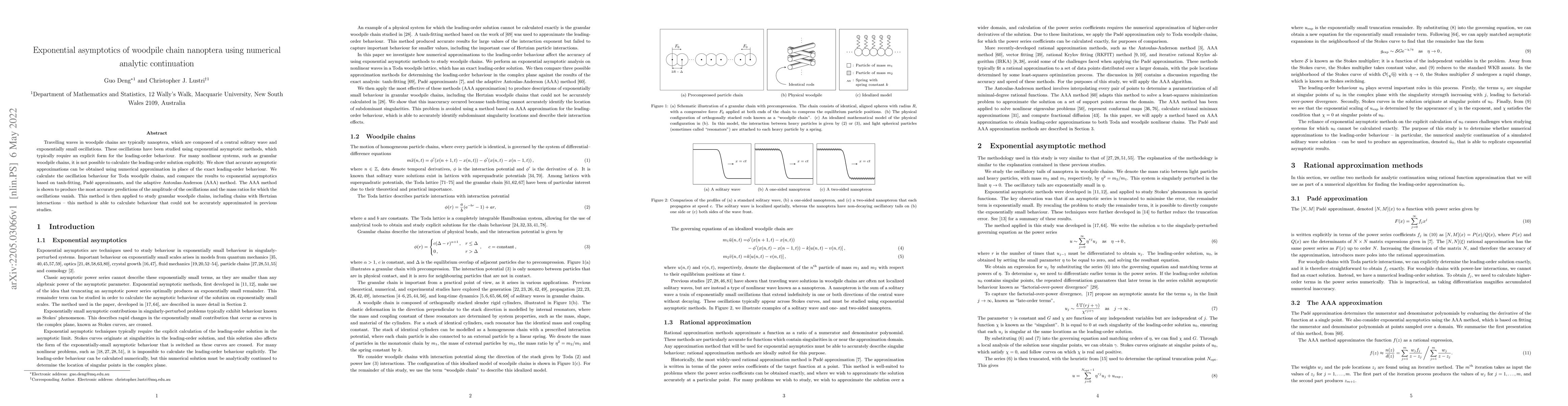Thumbnail for Exponential asymptotics of woodpile chain nanoptera using numerical
  analytic continuation
