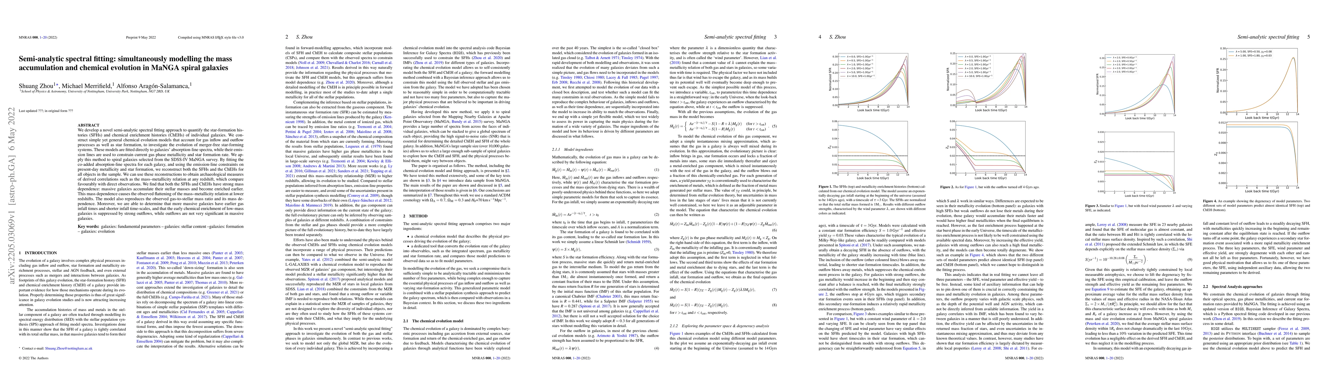 Thumbnail for Semi-analytic spectral fitting: simultaneously modelling the mass
  accumulation and chemical evolution in MaNGA spiral galaxies