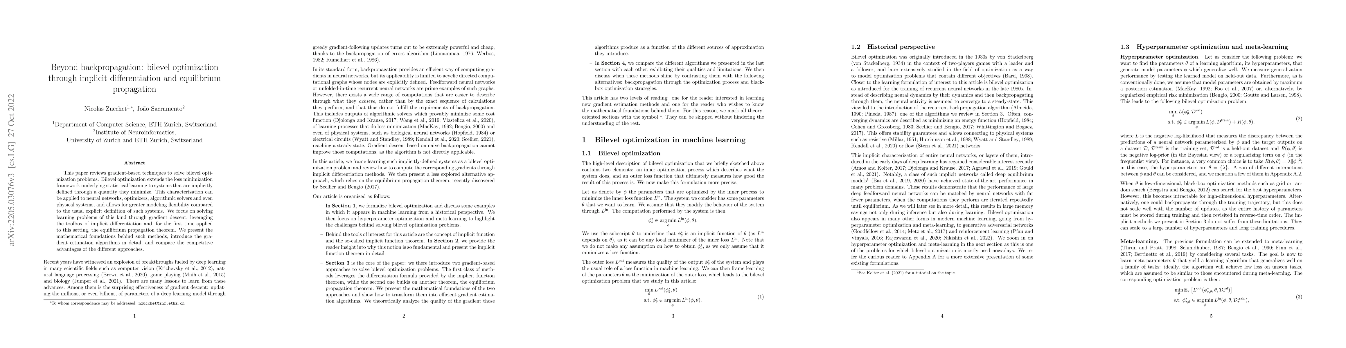 Thumbnail for Beyond backpropagation: bilevel optimization through implicit
  differentiation and equilibrium propagation
