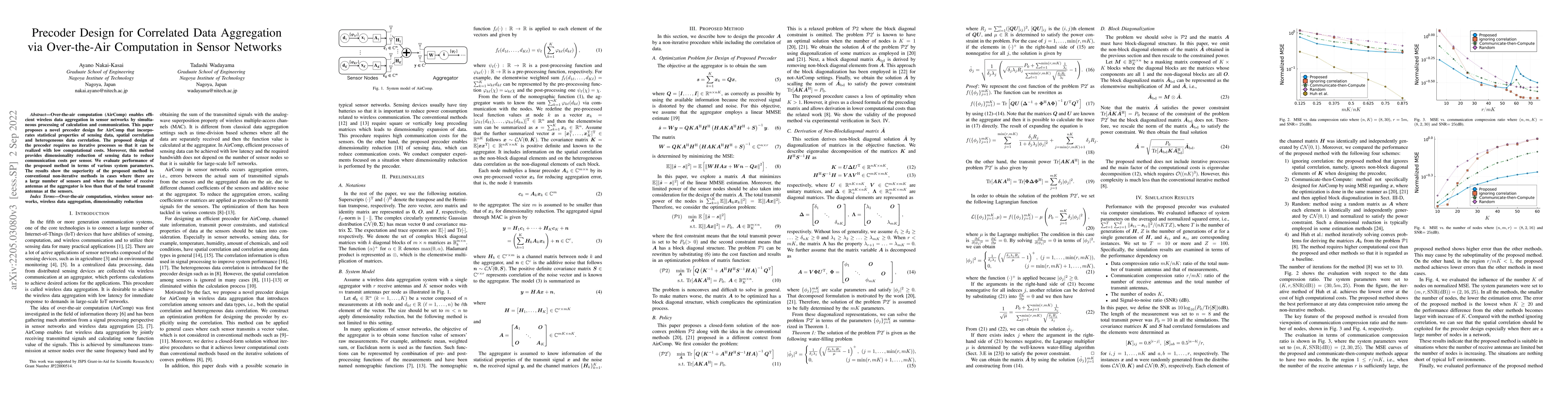 Thumbnail for Precoder Design for Correlated Data Aggregation via Over-the-Air
  Computation in Sensor Networks