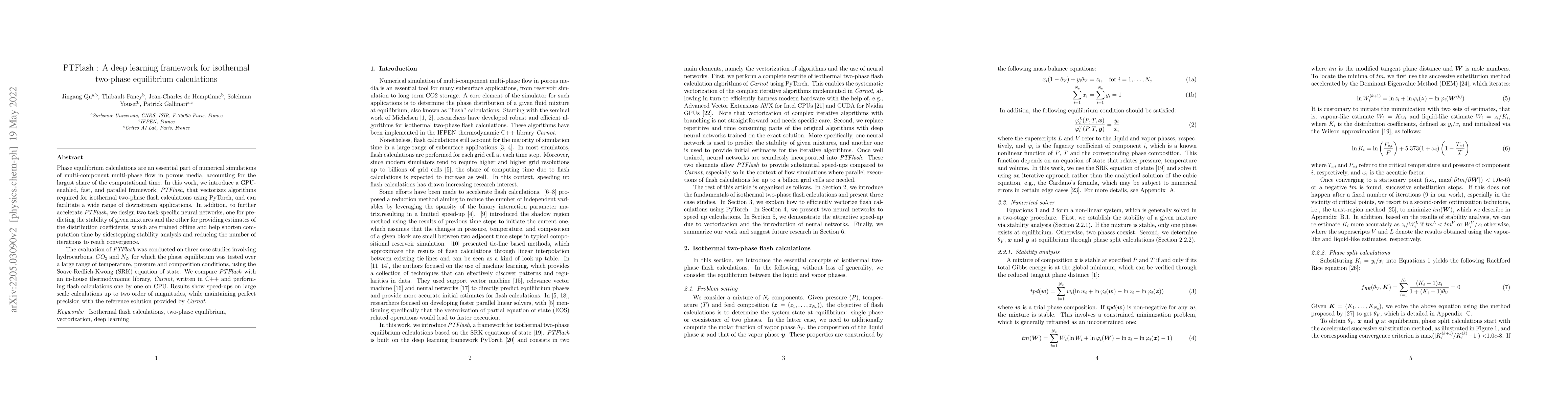 Thumbnail for PTFlash : A deep learning framework for isothermal two-phase equilibrium
  calculations