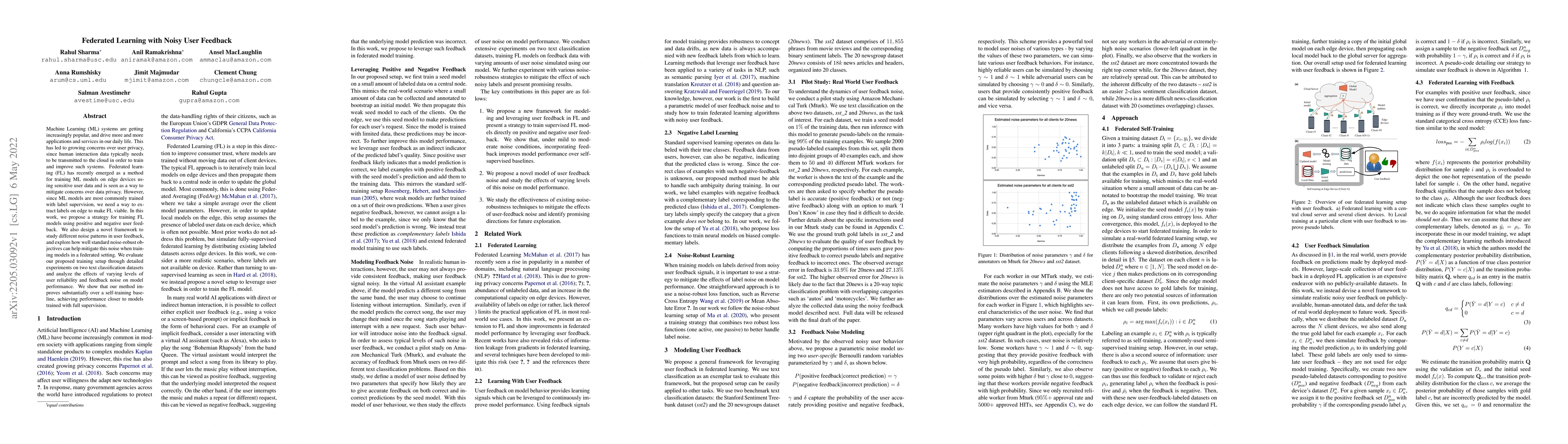 Thumbnail for Federated Learning with Noisy User Feedback