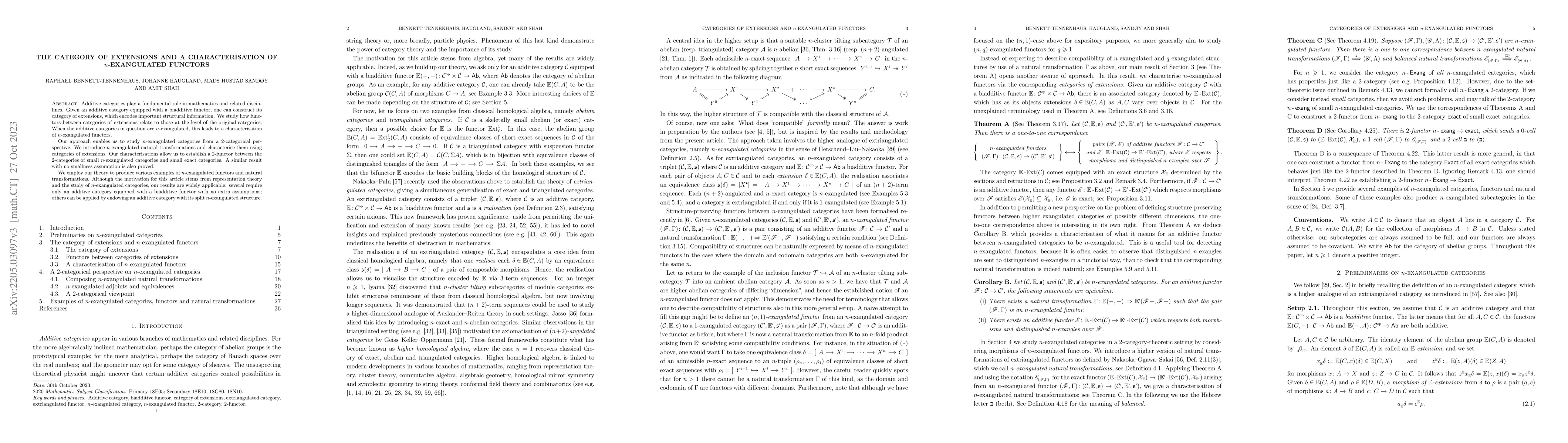 Thumbnail for The category of extensions and a characterisation of $n$-exangulated
  functors