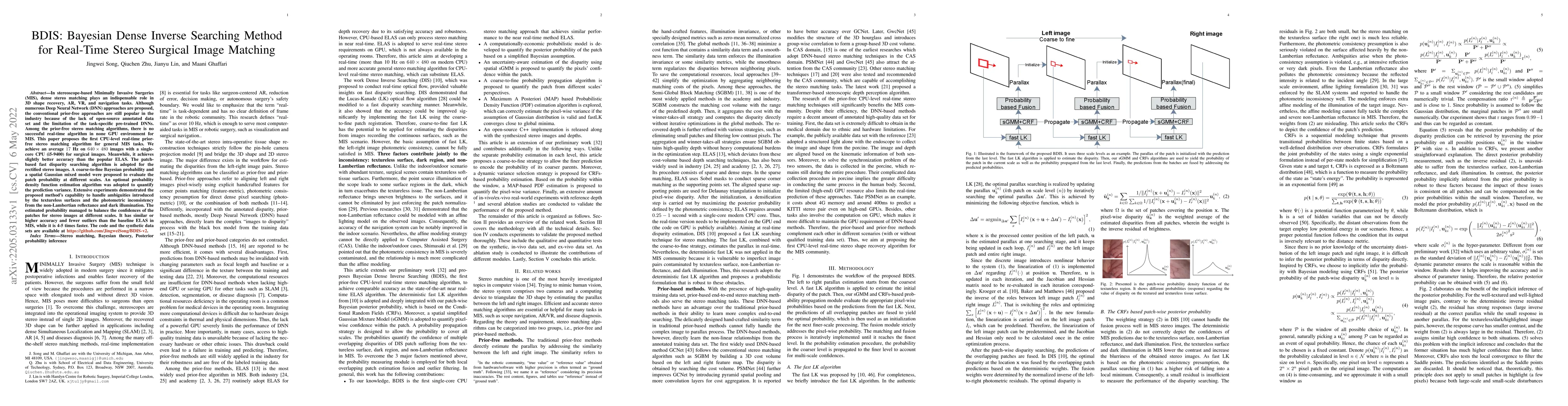 Thumbnail for BDIS: Bayesian Dense Inverse Searching Method for Real-Time Stereo
  Surgical Image Matching
