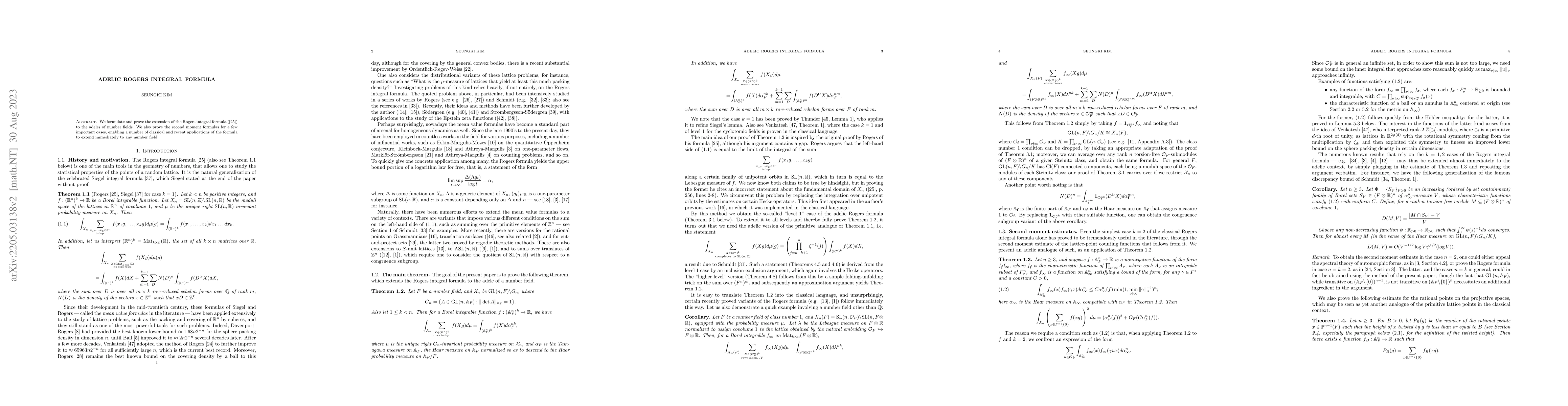 Thumbnail for Adelic Rogers integral formula