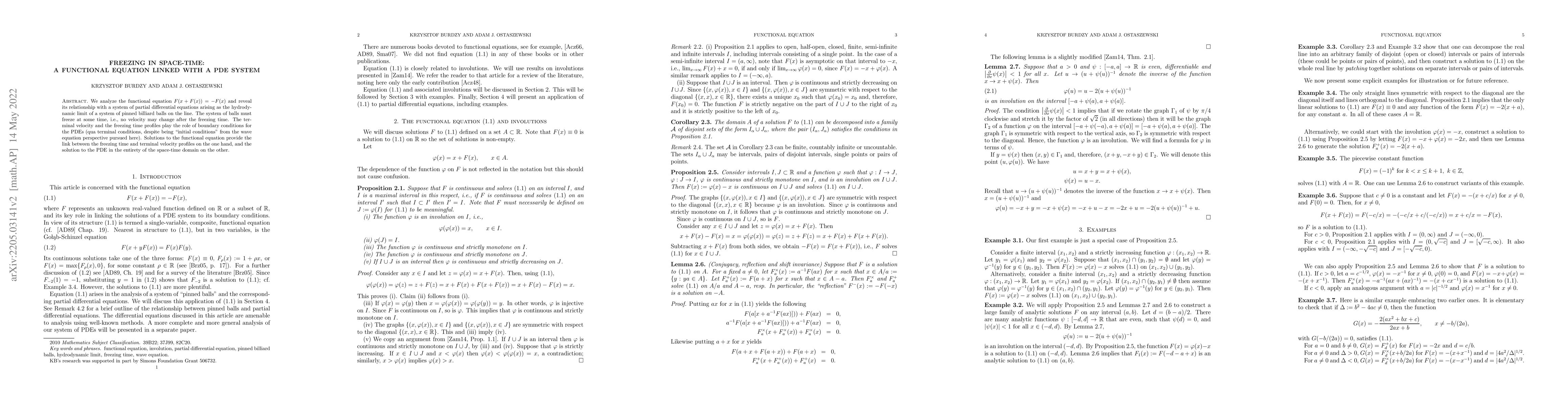 Thumbnail for Freezing in Space-time: A functional equation linked with a PDE system