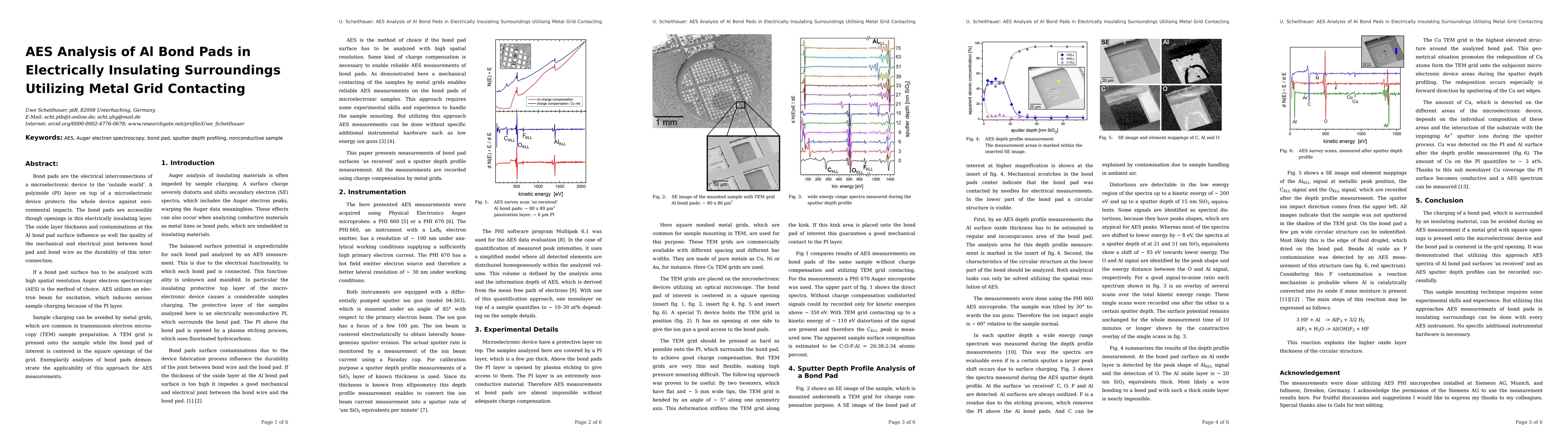 Thumbnail for AES Analysis of Al Bond Pads in Electrically Insulating Surroundings
  Utilizing Metal Grid Contacting