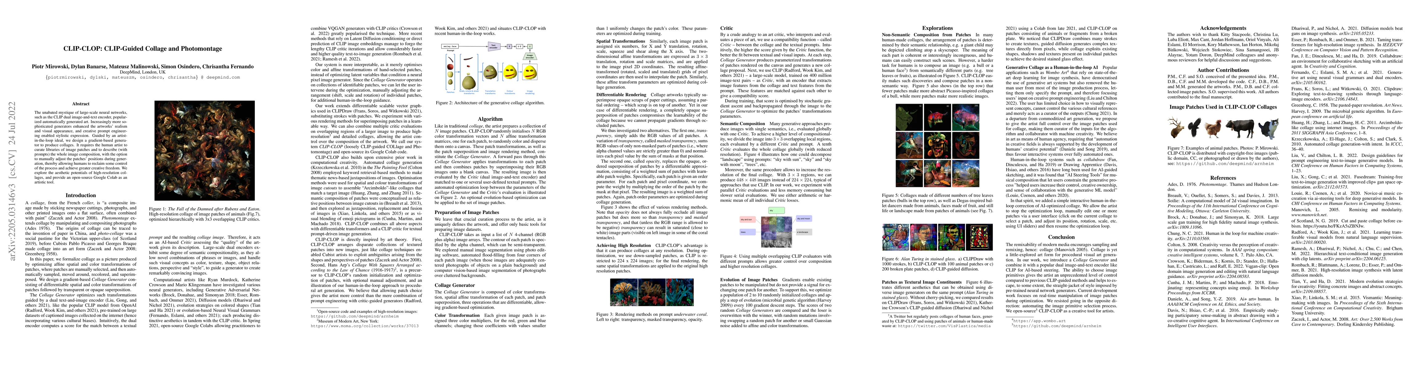 Thumbnail for CLIP-CLOP: CLIP-Guided Collage and Photomontage
