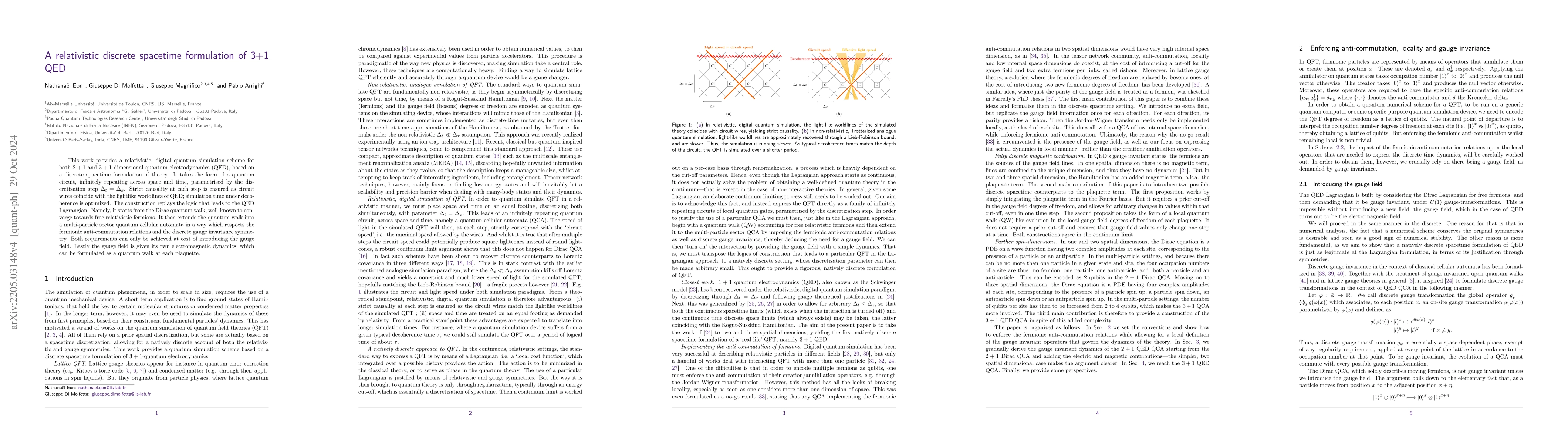 Thumbnail for A relativistic discrete spacetime formulation of 3+1 QED