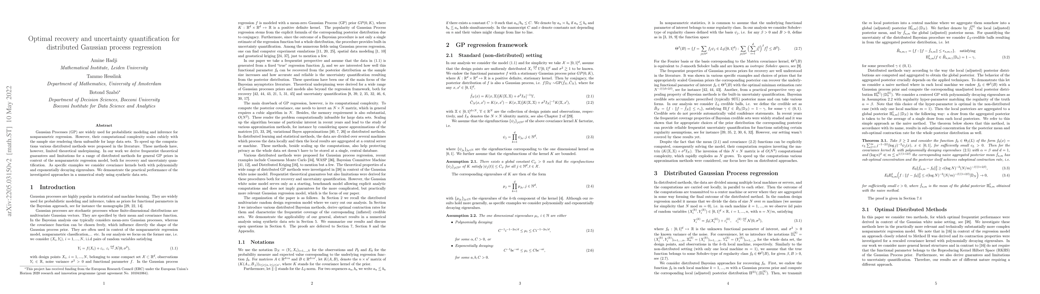 Thumbnail for Optimal recovery and uncertainty quantification for distributed Gaussian
  process regression