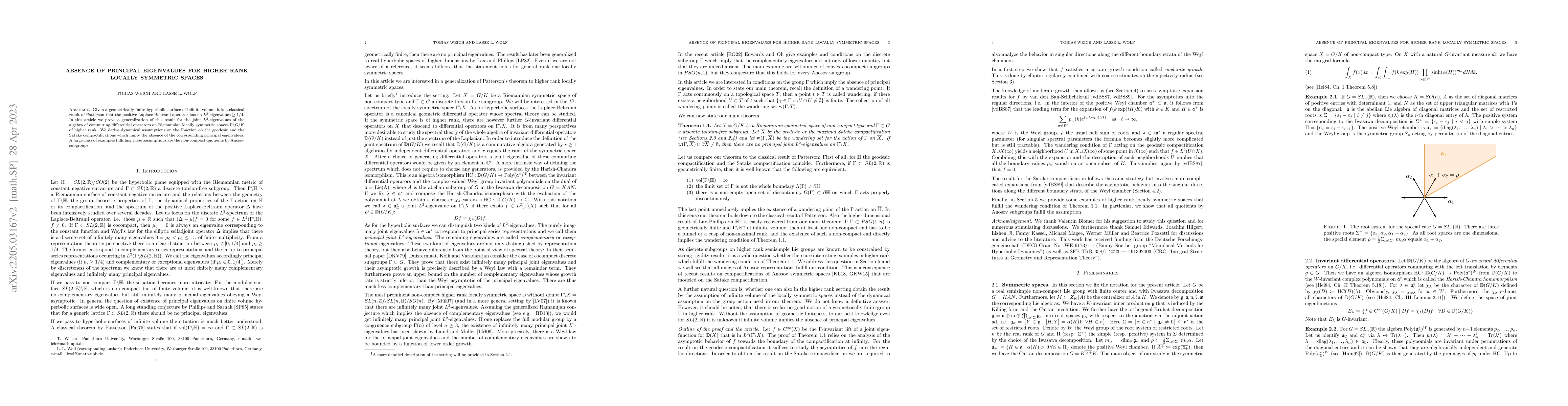 Thumbnail for Absence of principal eigenvalues for higher rank locally symmetric
  spaces
