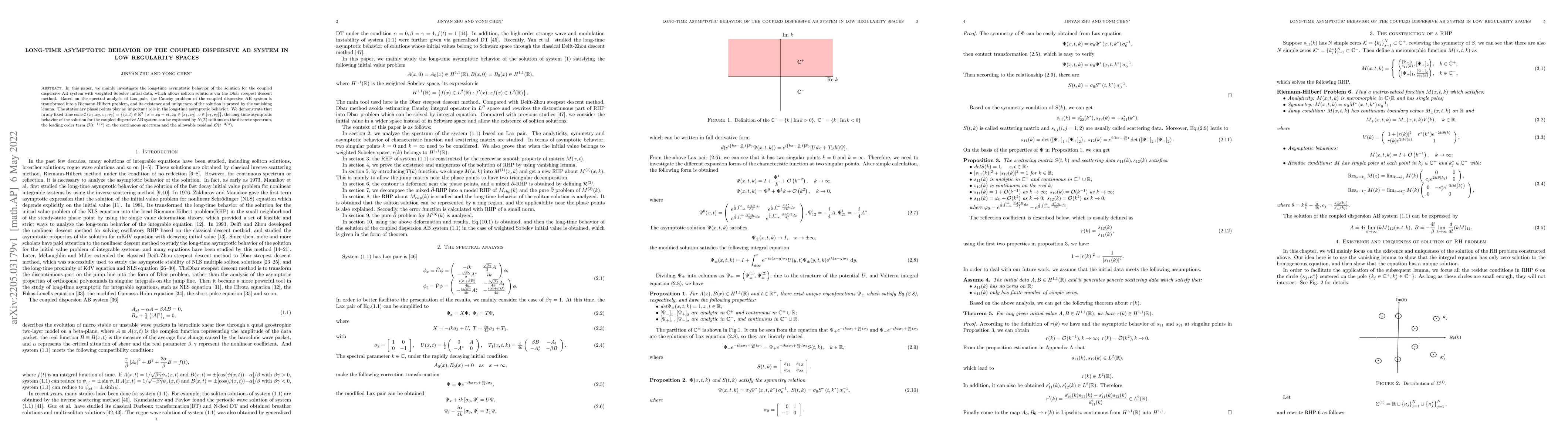 Thumbnail for Long-time Asymptotic Behavior of the coupled dispersive AB system in Low
  Regularity Spaces