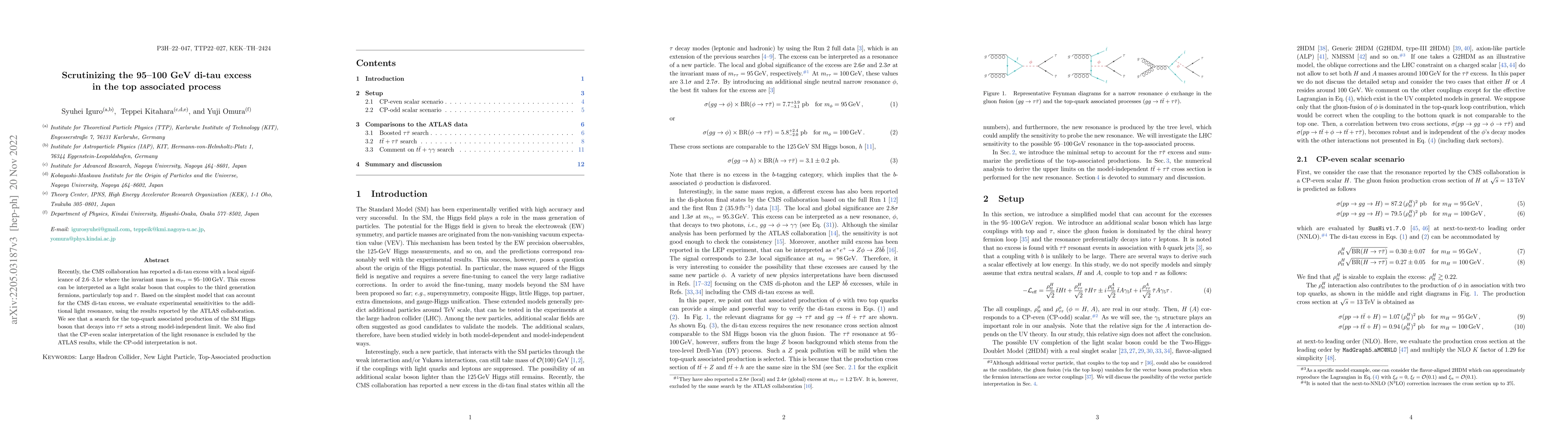 Thumbnail for Scrutinizing the 95-100 GeV di-tau excess in the top associated process