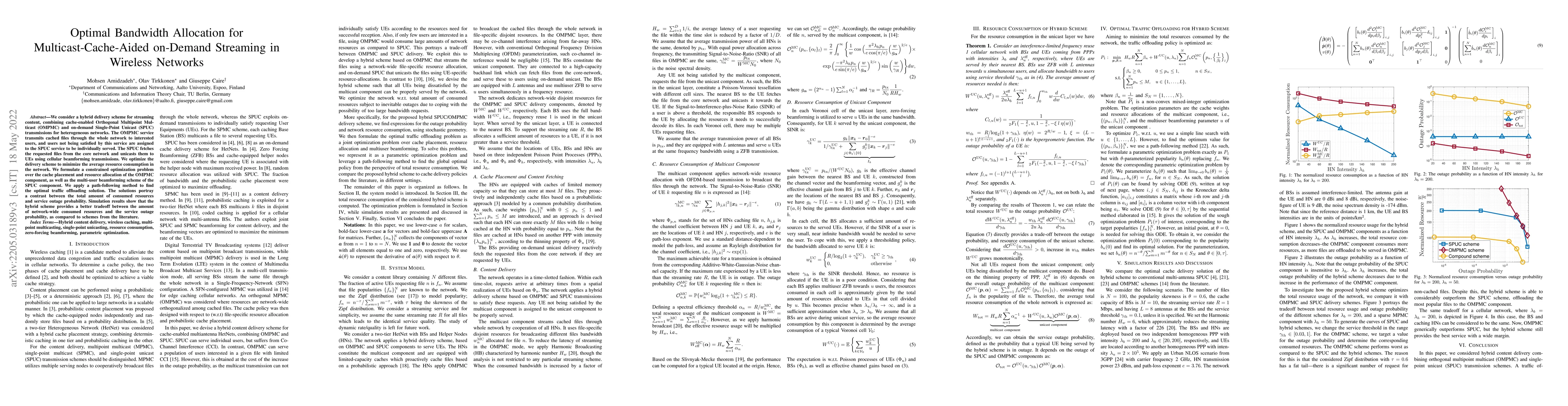 Thumbnail for Optimal Bandwidth Allocation for Multicast-Cache-Aided on-Demand
  Streaming in Wireless Networks