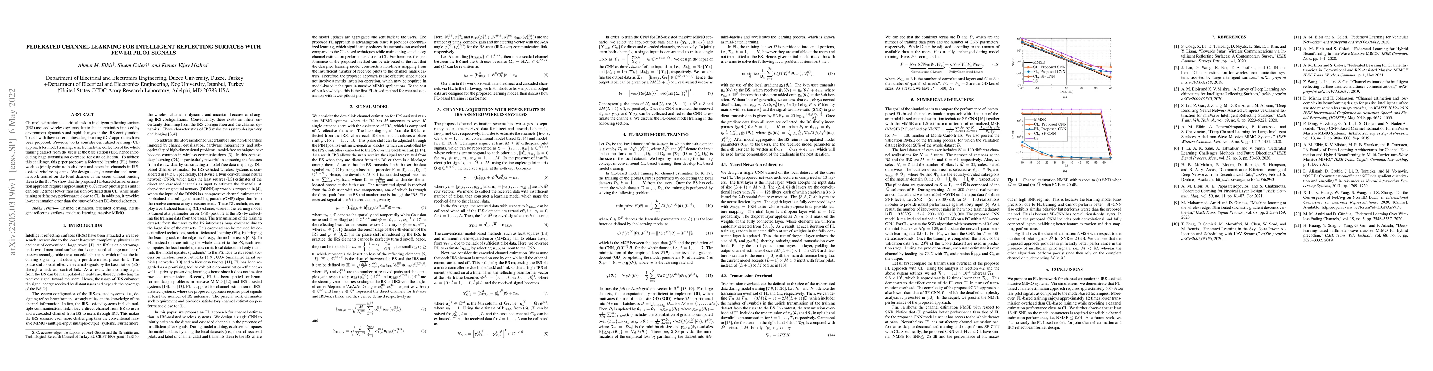 Thumbnail for Federated Channel Learning for Intelligent Reflecting Surfaces With
  Fewer Pilot Signals