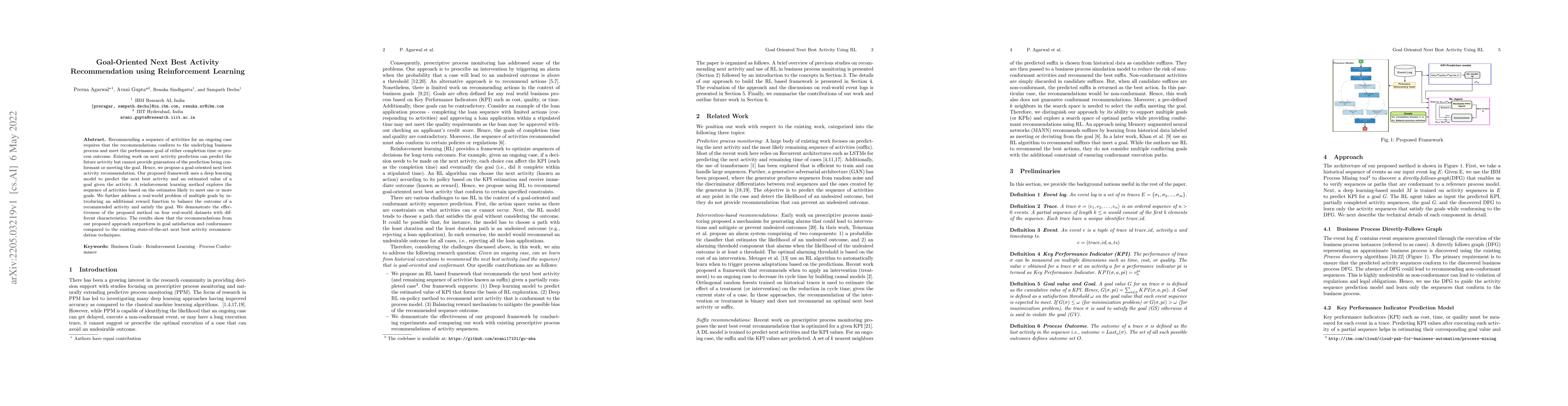 Thumbnail for Goal-Oriented Next Best Activity Recommendation using Reinforcement
  Learning