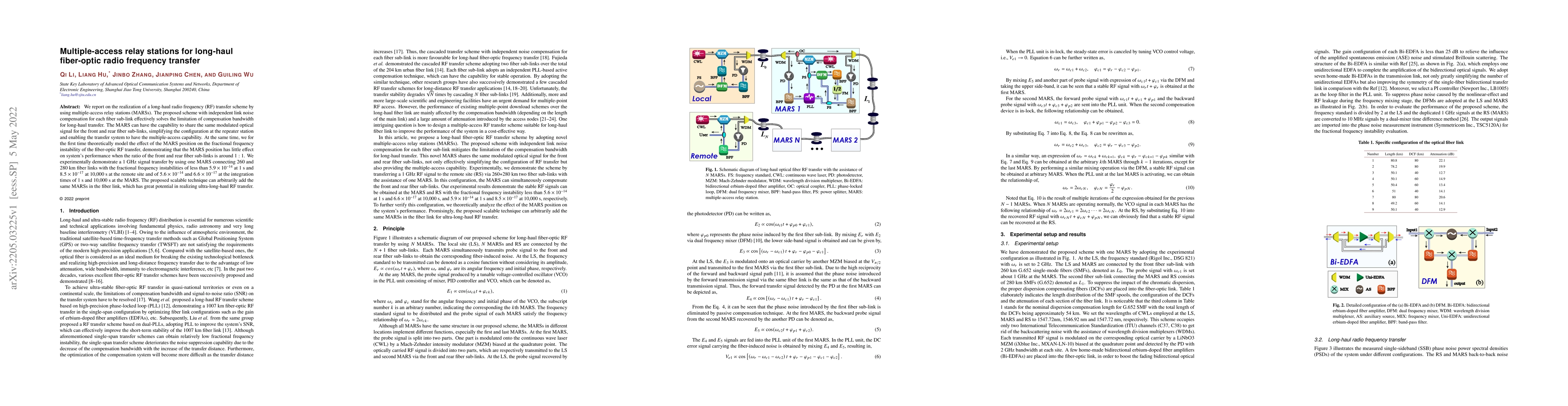 Thumbnail for Multiple-access relay stations for long-haul fiber-optic radio frequency
  transfer