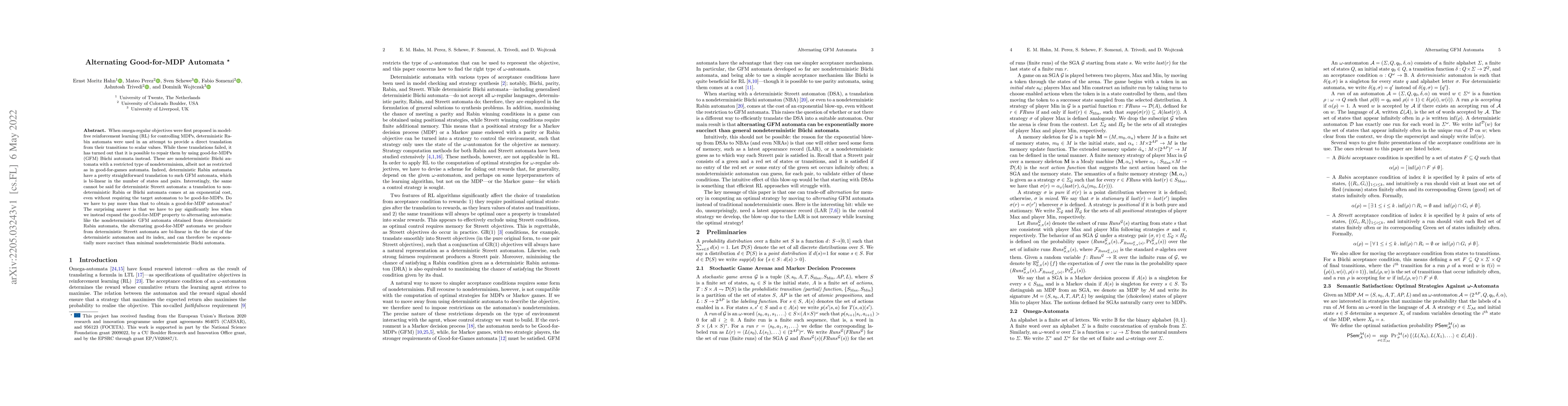 Thumbnail for Alternating Good-for-MDP Automata
