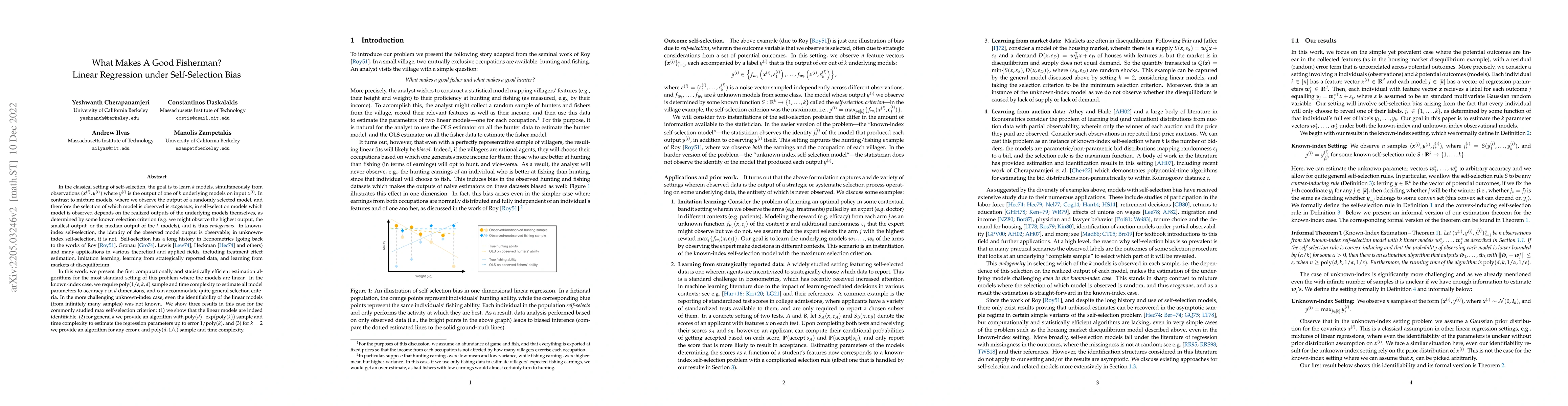 Thumbnail for What Makes A Good Fisherman? Linear Regression under Self-Selection Bias