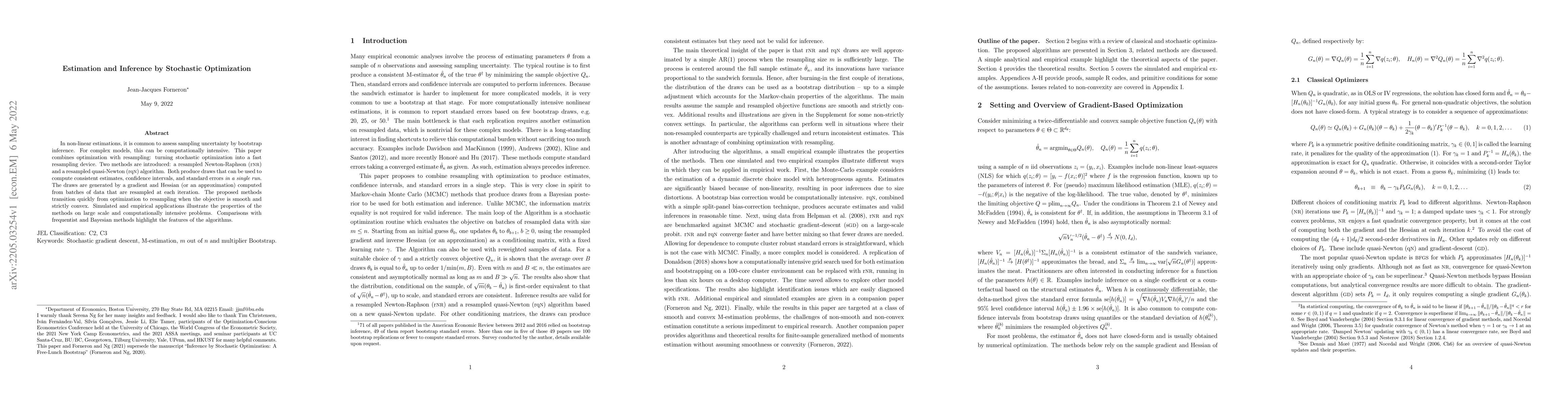 Thumbnail for Estimation and Inference by Stochastic Optimization