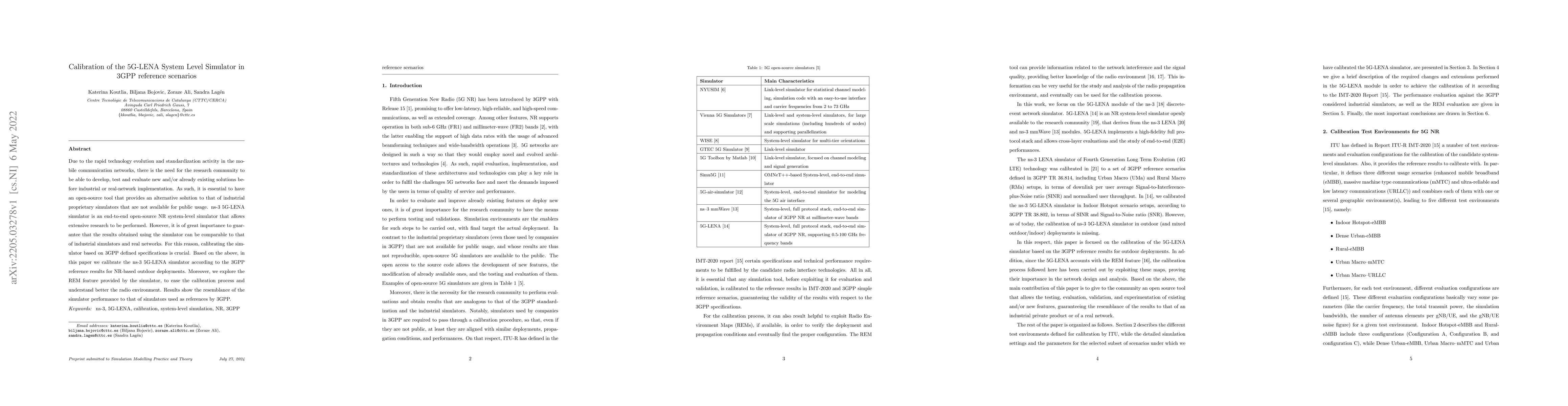 Thumbnail for Calibration of the 5G-LENA System Level Simulator in 3GPP reference
  scenarios