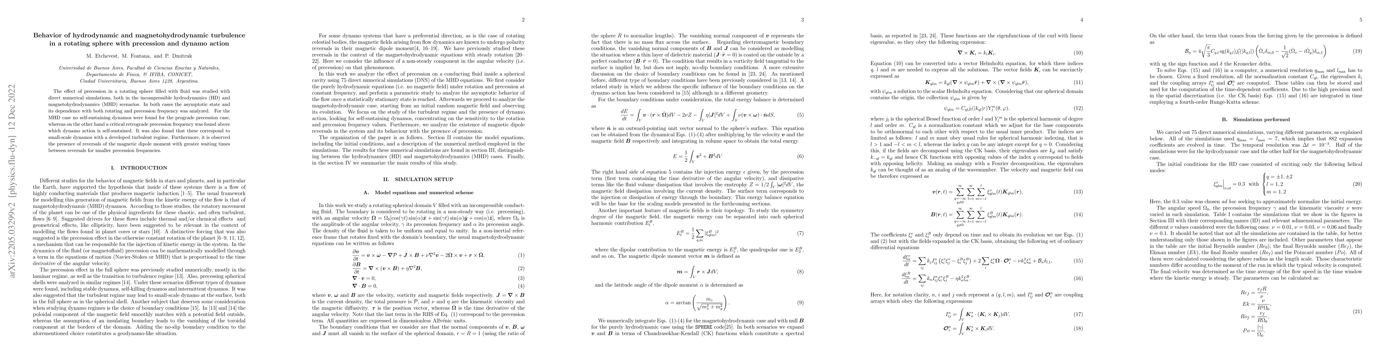 Thumbnail for Behavior of hydrodynamic and magnetohydrodynamic turbulence in a
  rotating sphere with precession and dynamo action