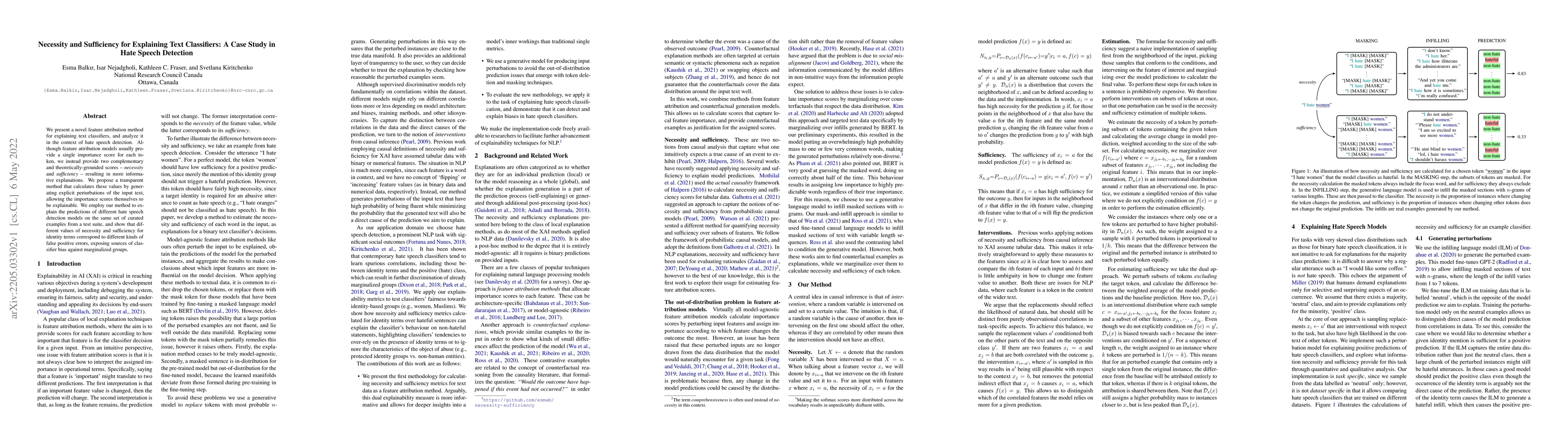 Thumbnail for Necessity and Sufficiency for Explaining Text Classifiers: A Case Study
  in Hate Speech Detection