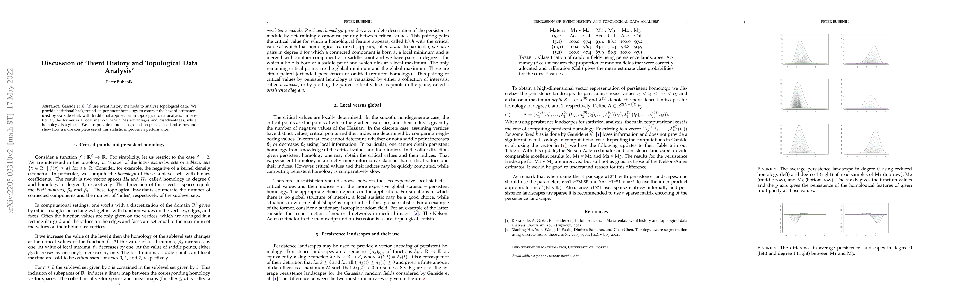 Thumbnail for Discussion of 'Event History and Topological Data Analysis'