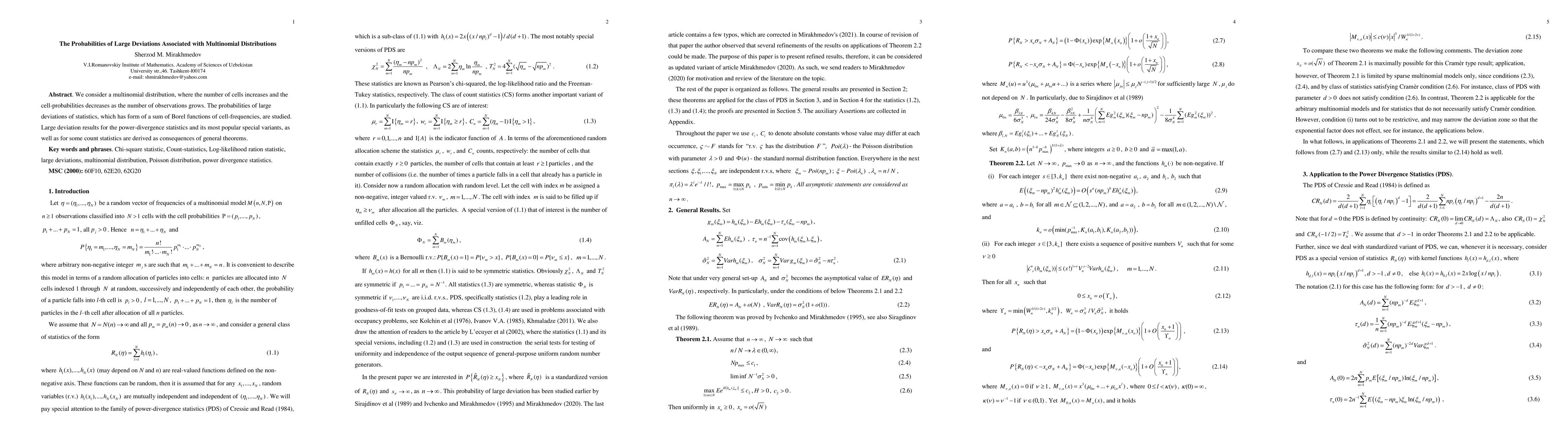 Thumbnail for The Probabilities of Large Deviations Associated with Multinomial
  Distributions