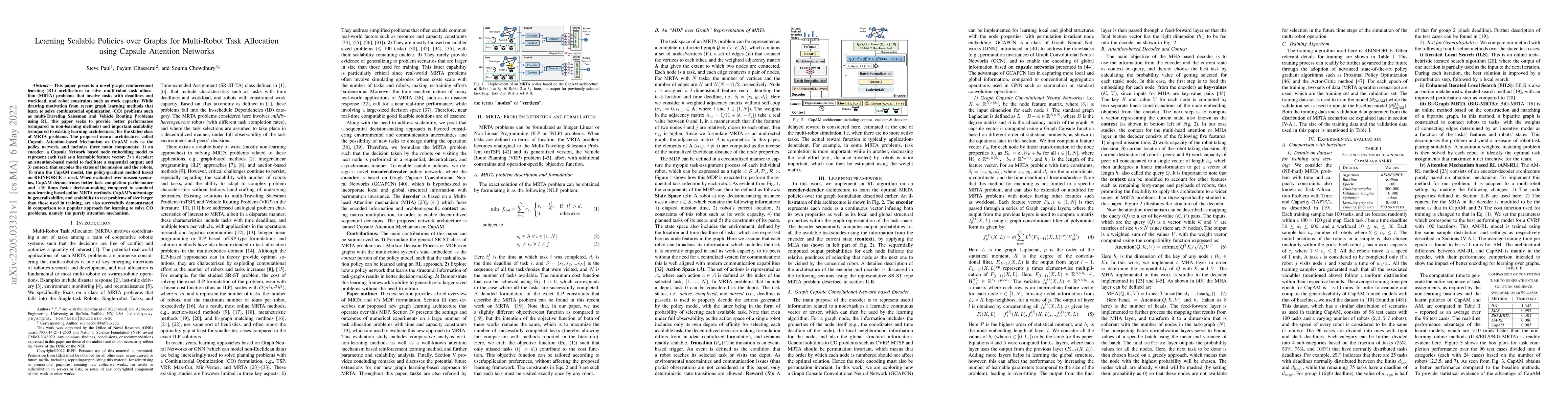Thumbnail for Learning Scalable Policies over Graphs for Multi-Robot Task Allocation
  using Capsule Attention Networks
