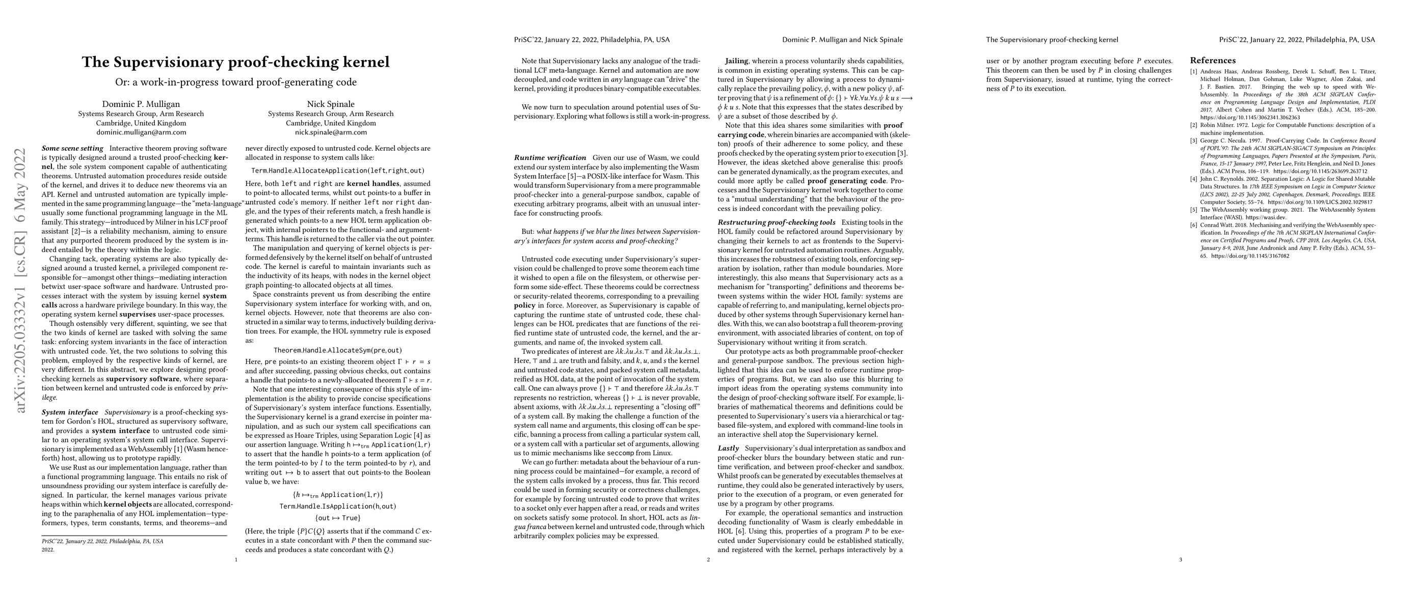 Thumbnail for The Supervisionary proof-checking kernel (or: a work-in-progress towards
  proof generating code)