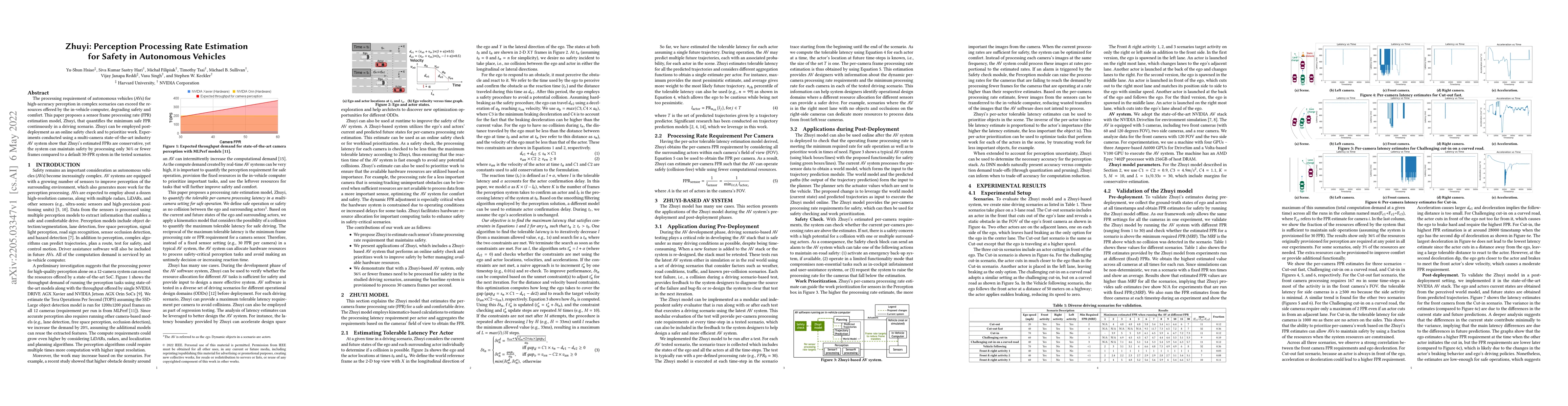 Thumbnail for Zhuyi: Perception Processing Rate Estimation for Safety in Autonomous
  Vehicles
