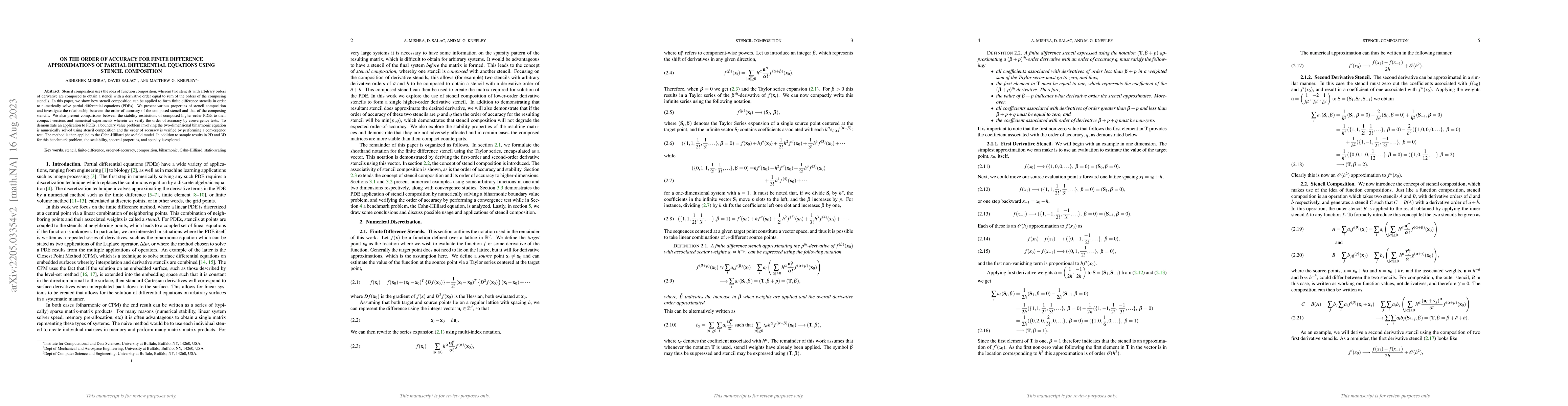 Thumbnail for On the order of accuracy for finite difference approximations of partial
  differential equations using stencil composition