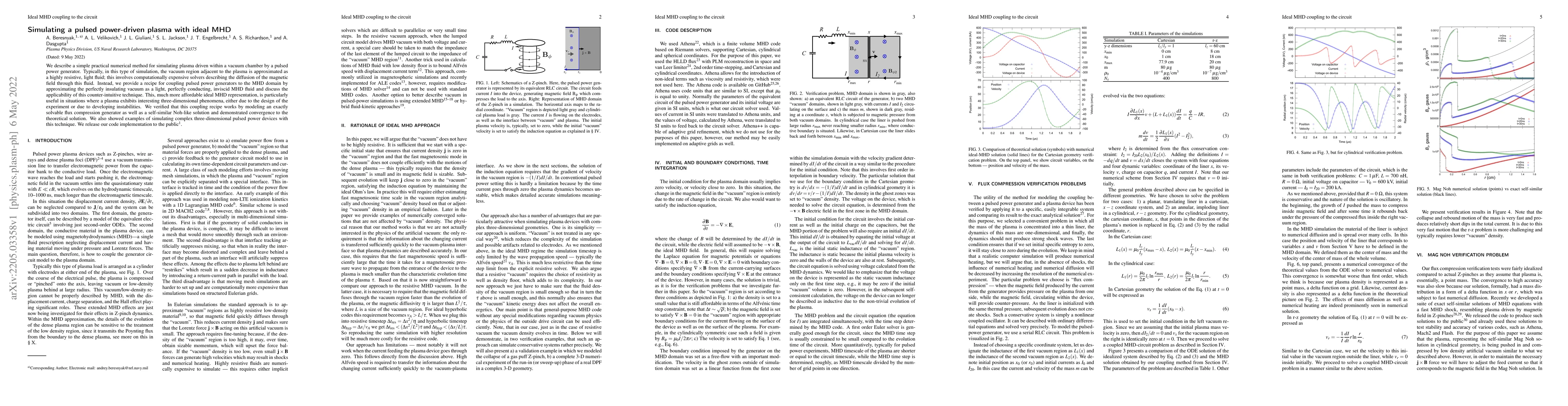 Thumbnail for Simulating a pulsed power-driven plasma with ideal MHD