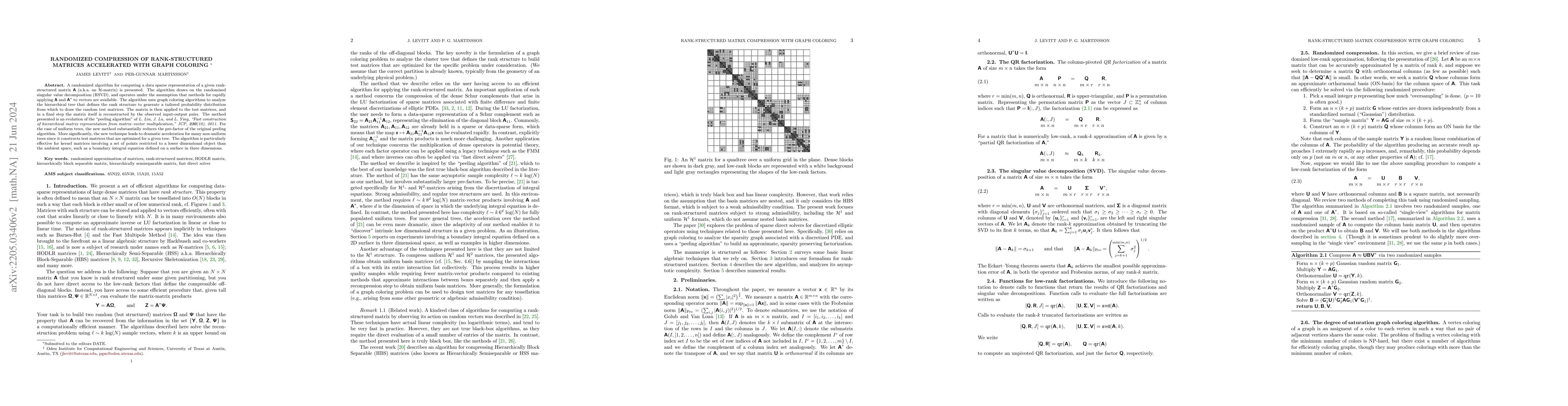 Thumbnail for Randomized Compression of Rank-Structured Matrices Accelerated with
  Graph Coloring