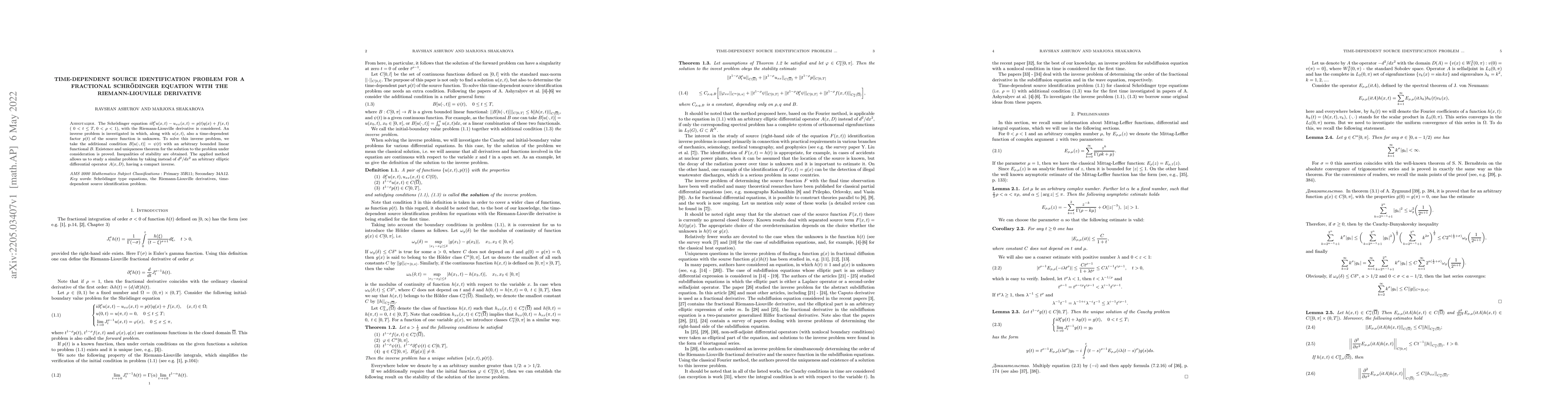 Thumbnail for Time-dependent source identification problem for a fractional
  Schrodinger equation with the Riemann-Liouville derivative