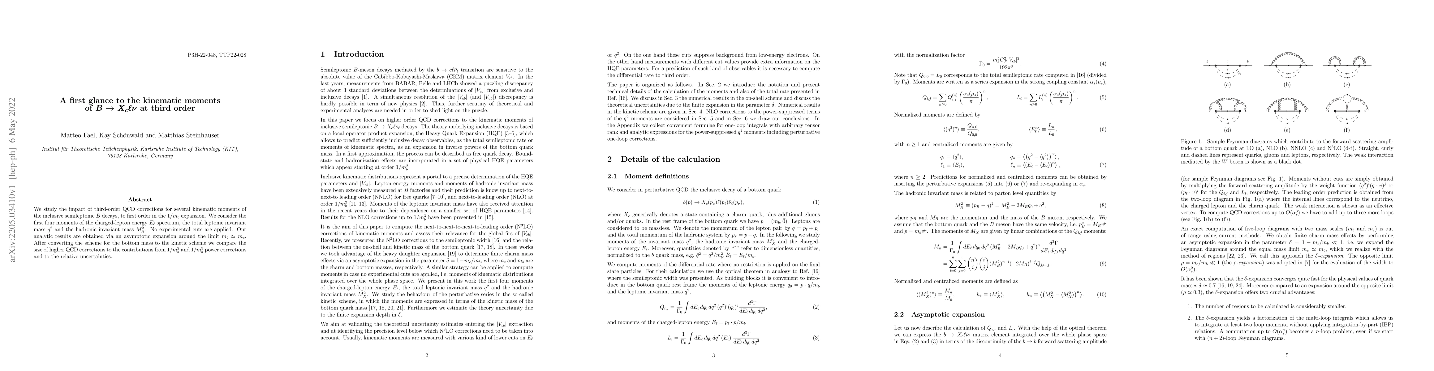Thumbnail for A first glance to the kinematic moments of $B \to X_c \ell \nu$ at third
  order