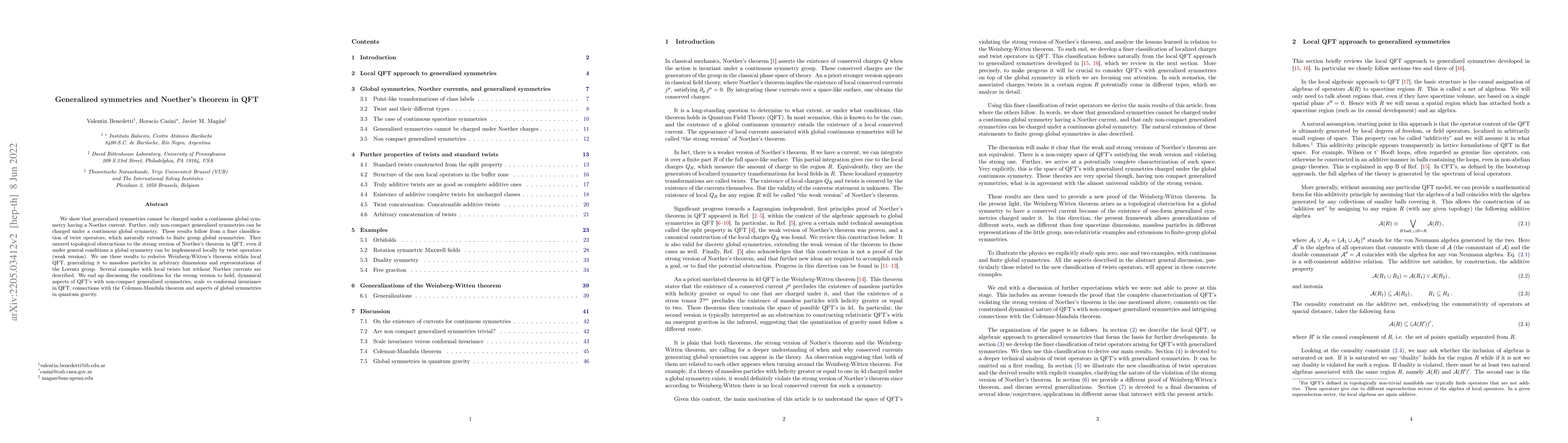Thumbnail for Generalized symmetries and Noether's theorem in QFT