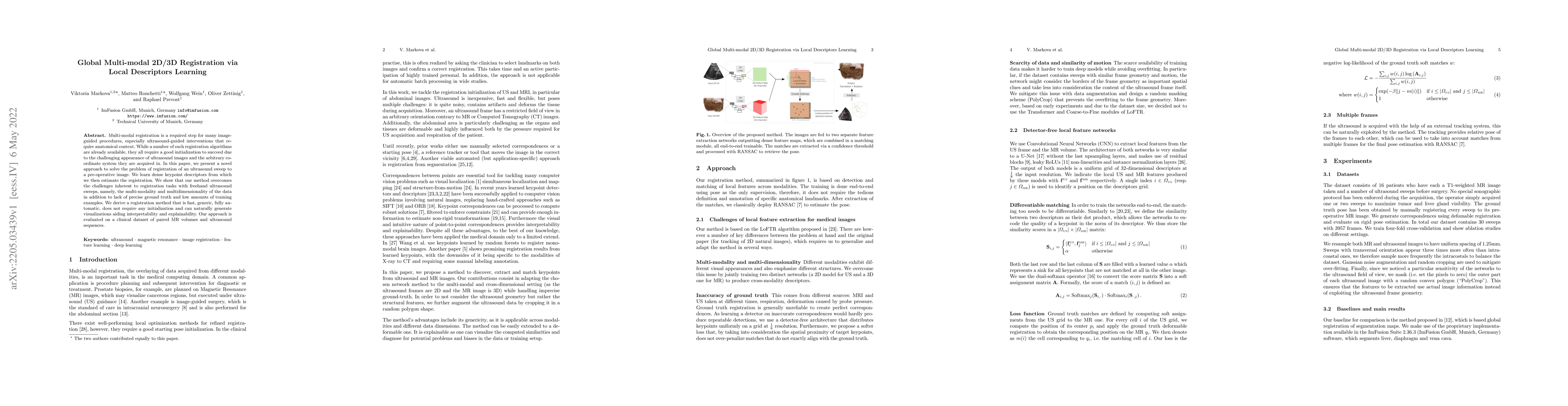 Thumbnail for Global Multi-modal 2D/3D Registration via Local Descriptors Learning