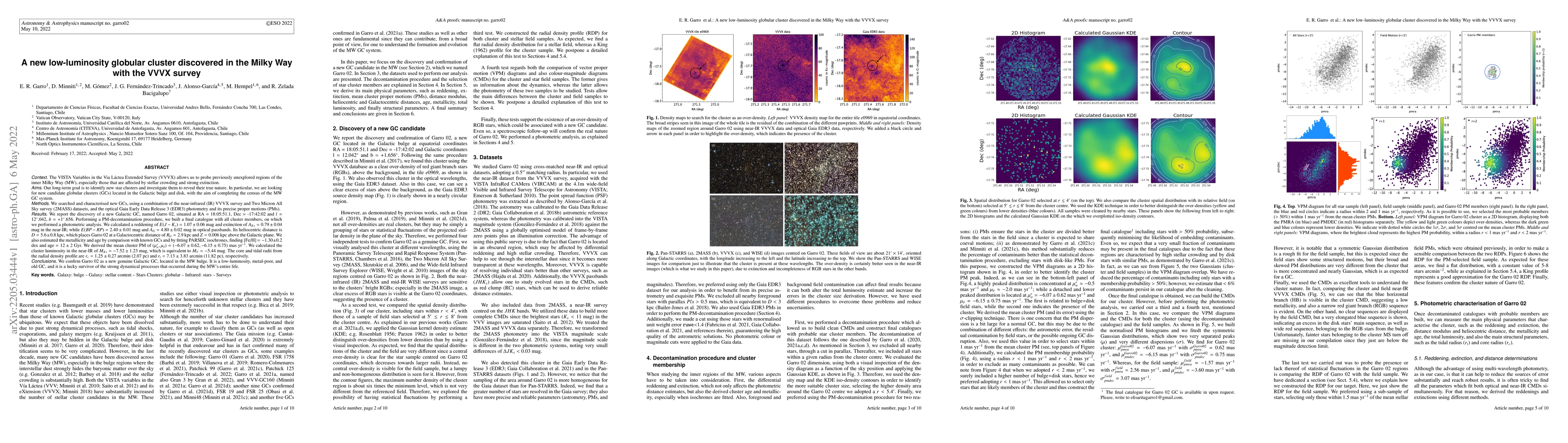 Thumbnail for A new low-luminosity globular cluster discovered in the Milky Way with
  the VVVX survey