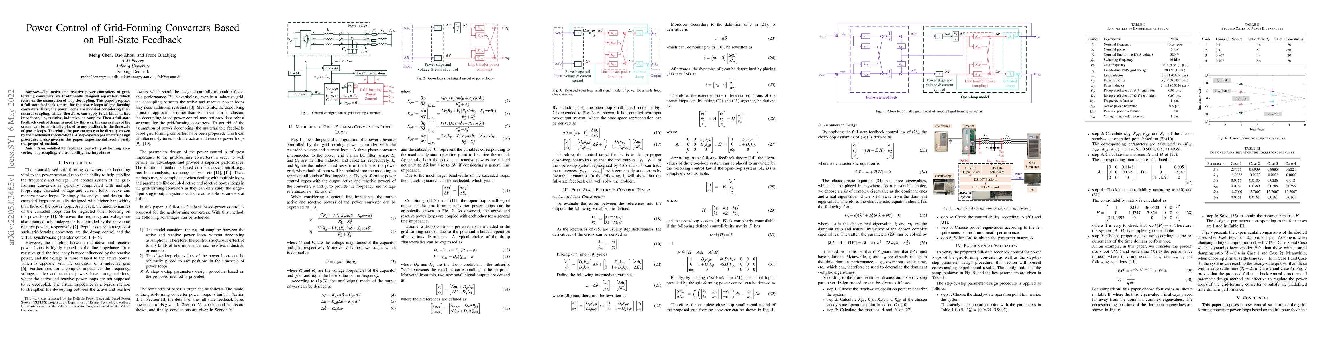 Thumbnail for Power Control of Grid-Forming Converters Based on Full-State Feedback