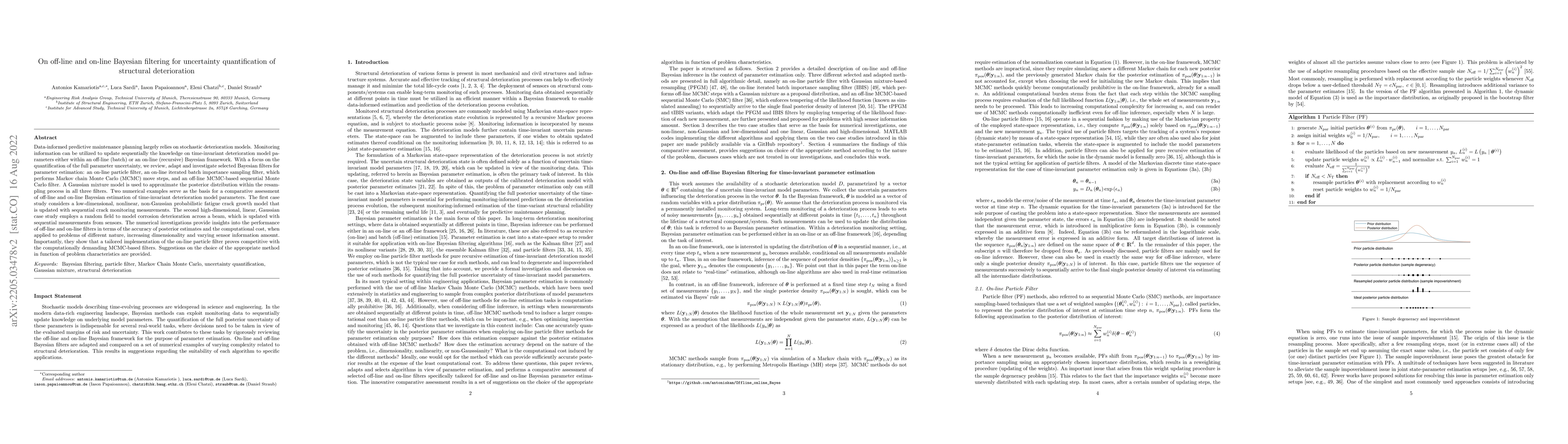 Thumbnail for On off-line and on-line Bayesian filtering for uncertainty
  quantification of structural deterioration
