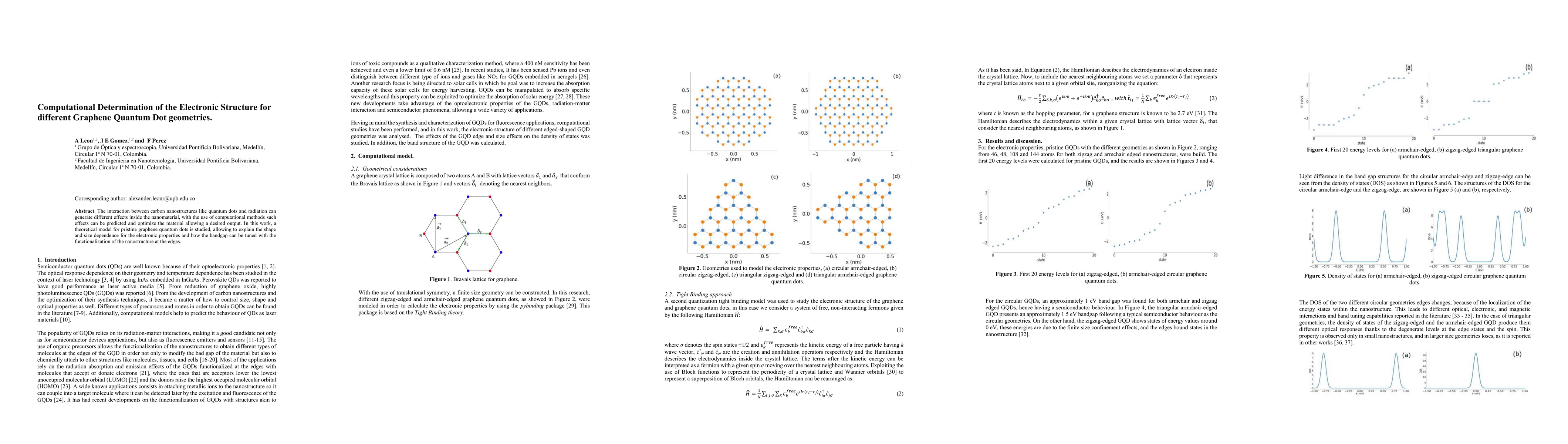 Thumbnail for Computational Determination of the Electronic Structure for different
  Graphene Quantum Dot geometries