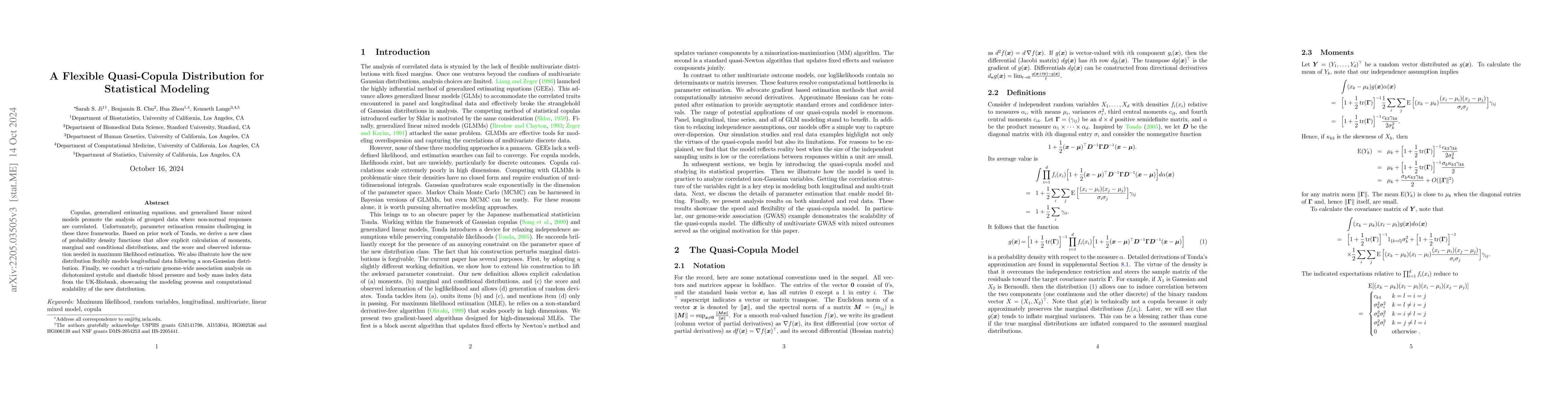 Thumbnail for A Flexible Quasi-Copula Distribution for Statistical Modeling