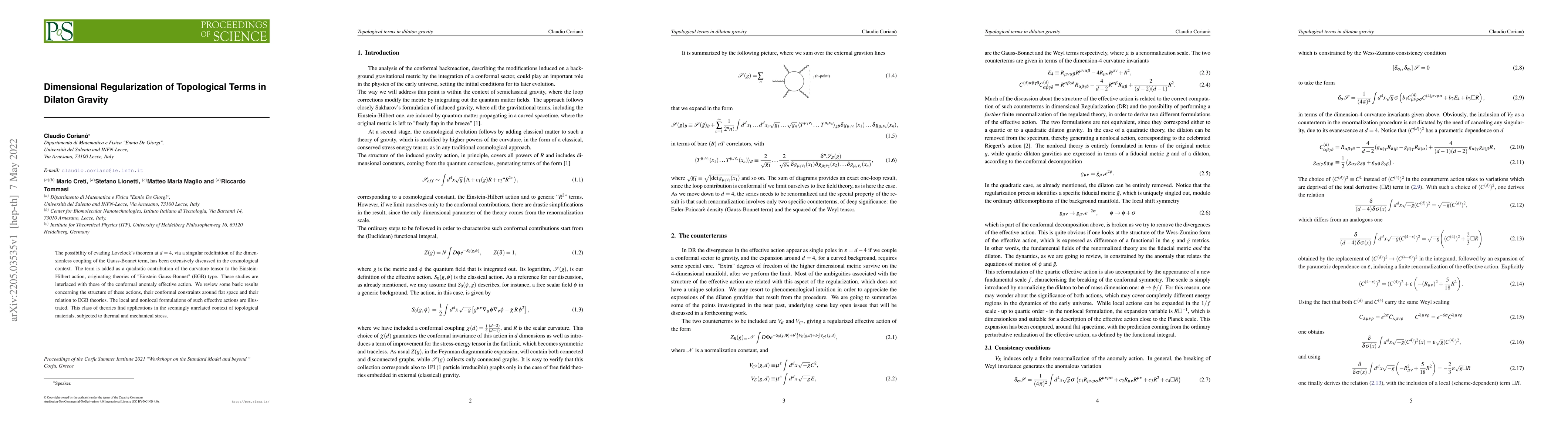 Thumbnail for Dimensional Regularization of Topological Terms in Dilaton Gravity