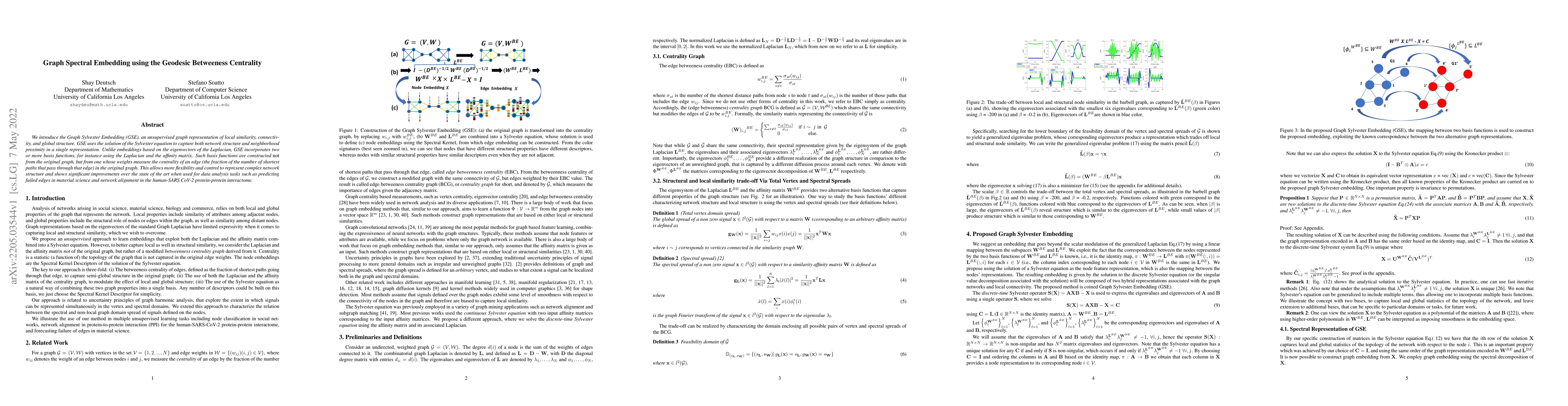 Thumbnail for Graph Spectral Embedding using the Geodesic Betweeness Centrality