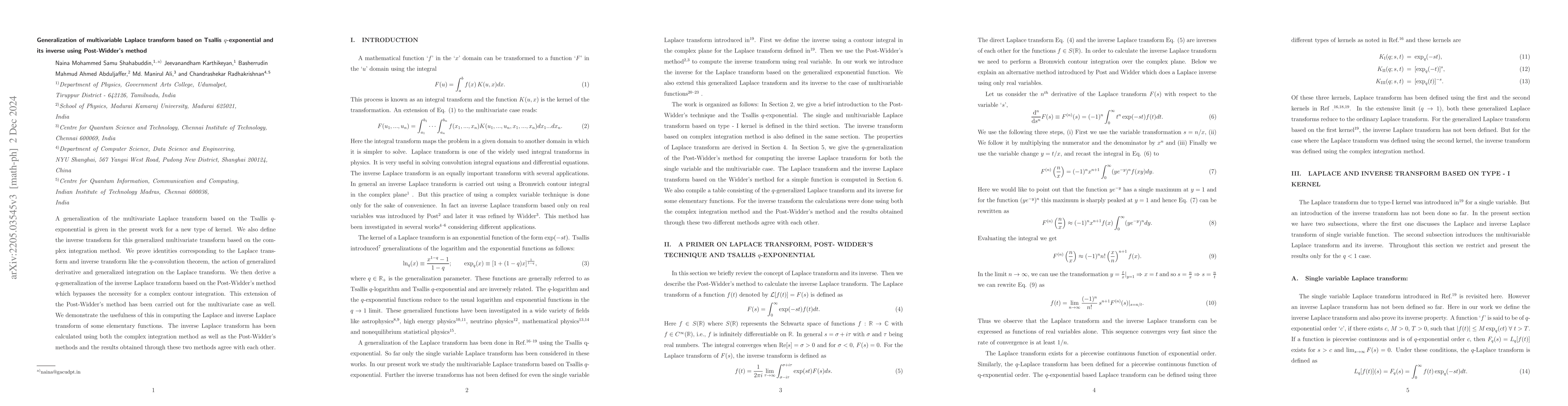 Thumbnail for Inverse Laplace transform based on Widder's method for Tsallis
  exponential